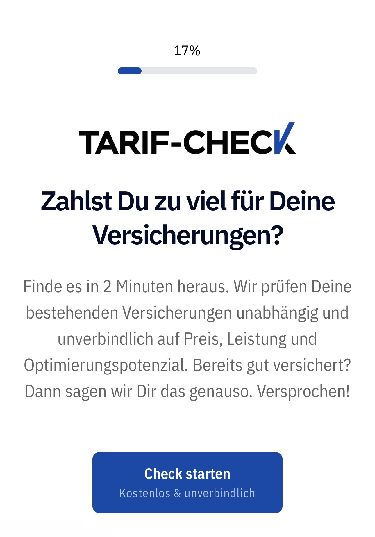Startseite von tarif-check.ch auf dem Handy